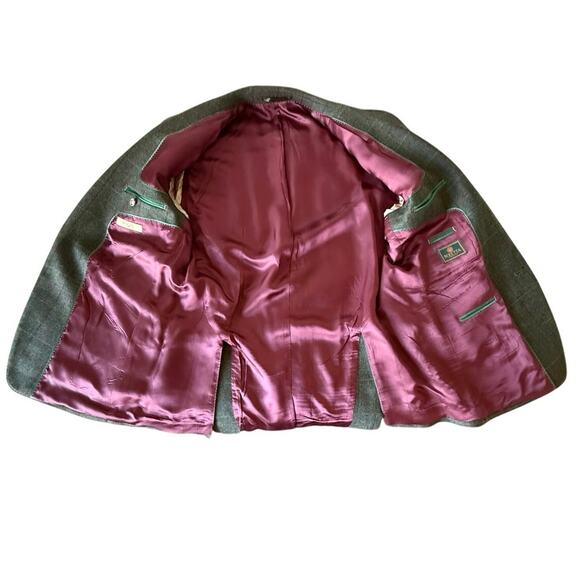 Beretta Magee Wool Blazer Green Plaid Sport Coat 44R - Picture 5 of 9